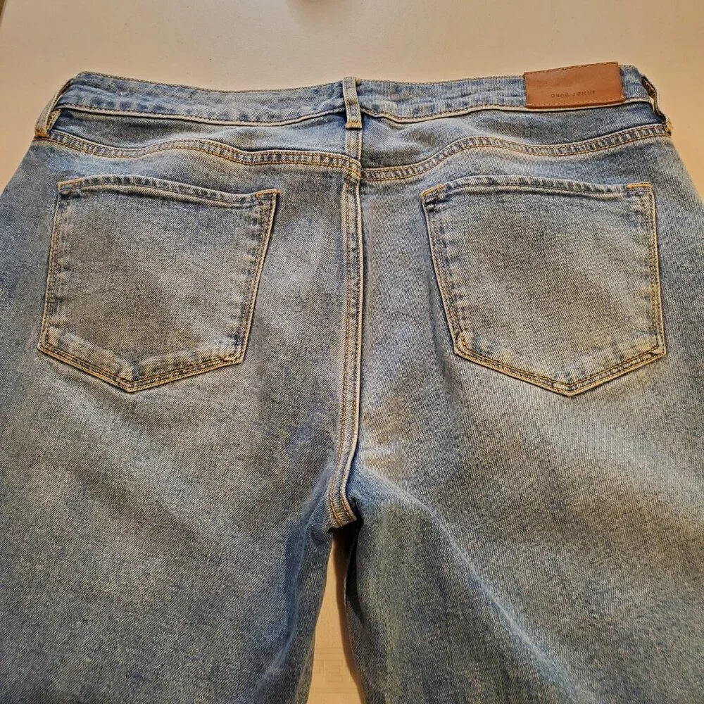 DEAR JOHN SZ 31 BLAIRE STRAIGHT LEG Stretch Distressed Cuffed 5Pocket Blue Jeans